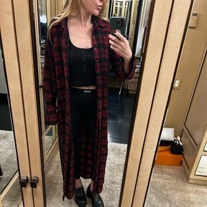 Etro Plaid Runway Duster With Embroidery